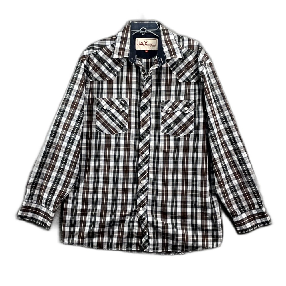 JAX Country By Adiktd Flannel Western Shirt Mens Large Plaid Cowboy Riding Rodeo